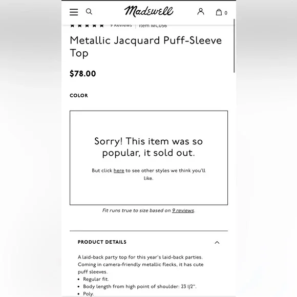 Madewell Metallic Jacquard Puff Sleeve Top - Picture 6 of 16